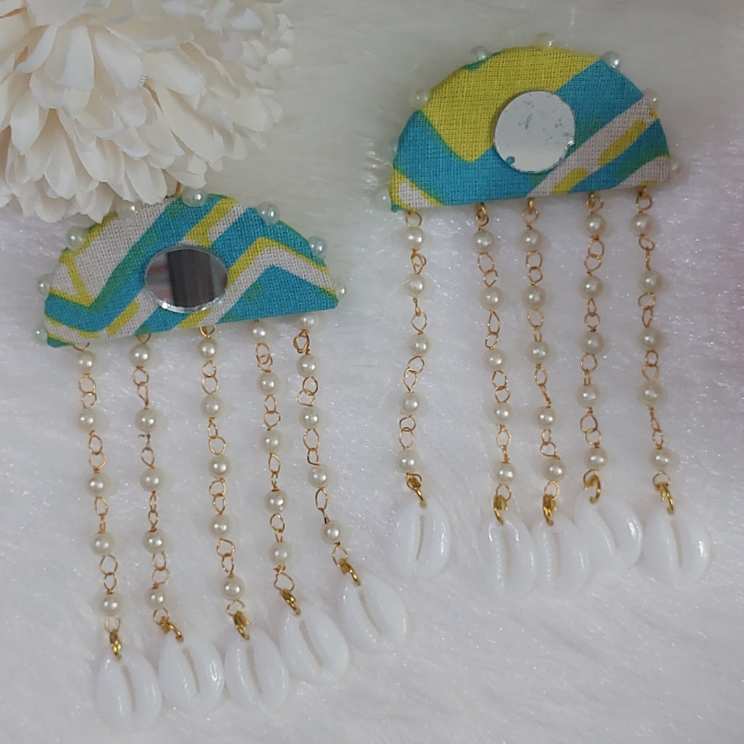 FABRIC-N-COWRIE EARRING