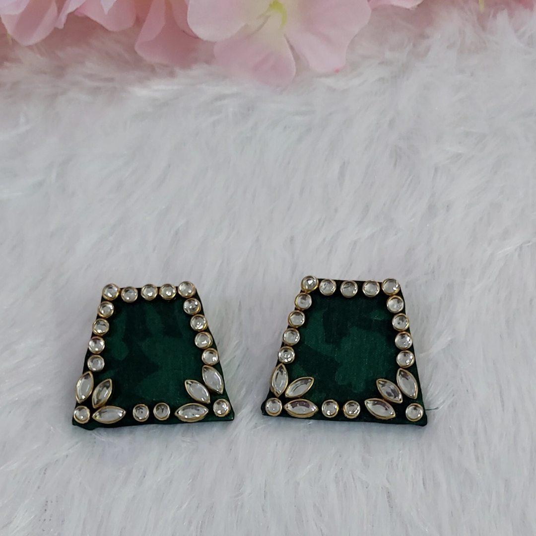 GREEN FABRIC EARRINGS