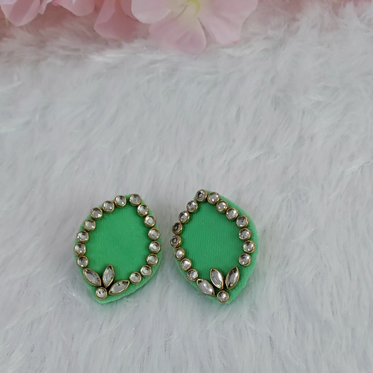 GREEN VELVET FABRIC EARRINGS