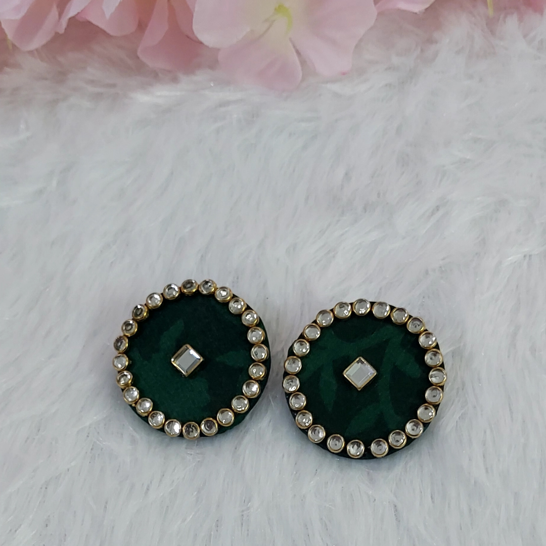 GREEN FABRIC EARRINGS