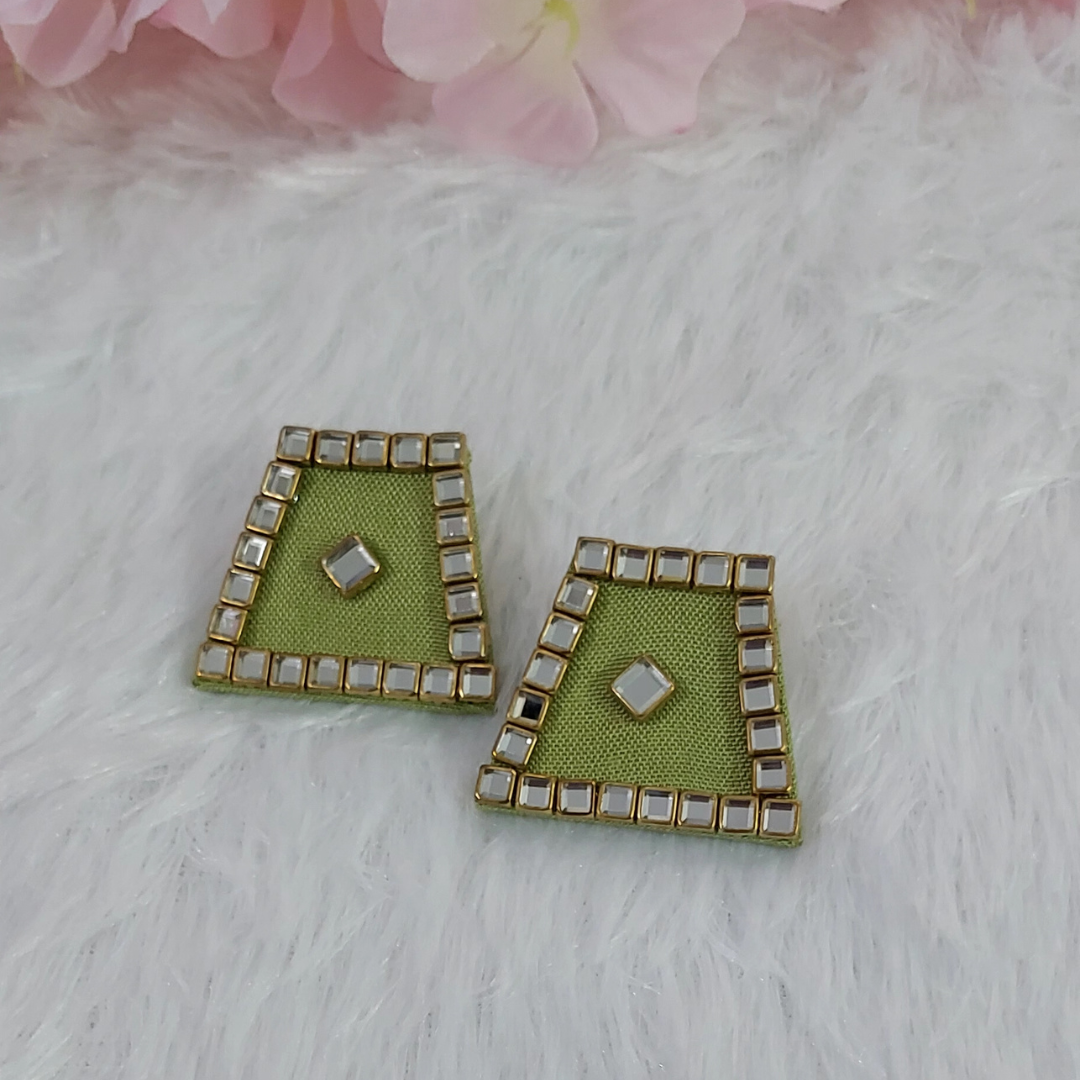 GREEN FABRIC EARRINGS