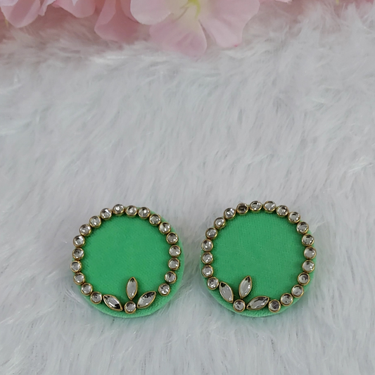 GREEN VELVET FABRIC KUNDAN