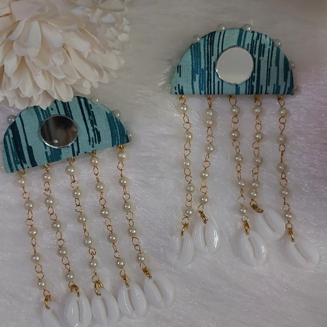 FABRIC-N-COWRIE EARRING