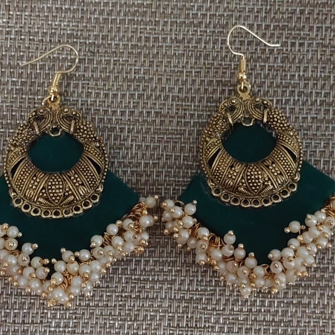 GREEN FABRIC EARRING