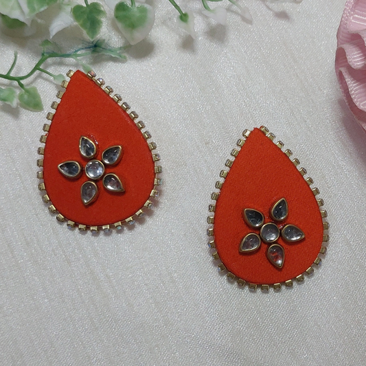 ORANGE DROP FABRIC EARRING